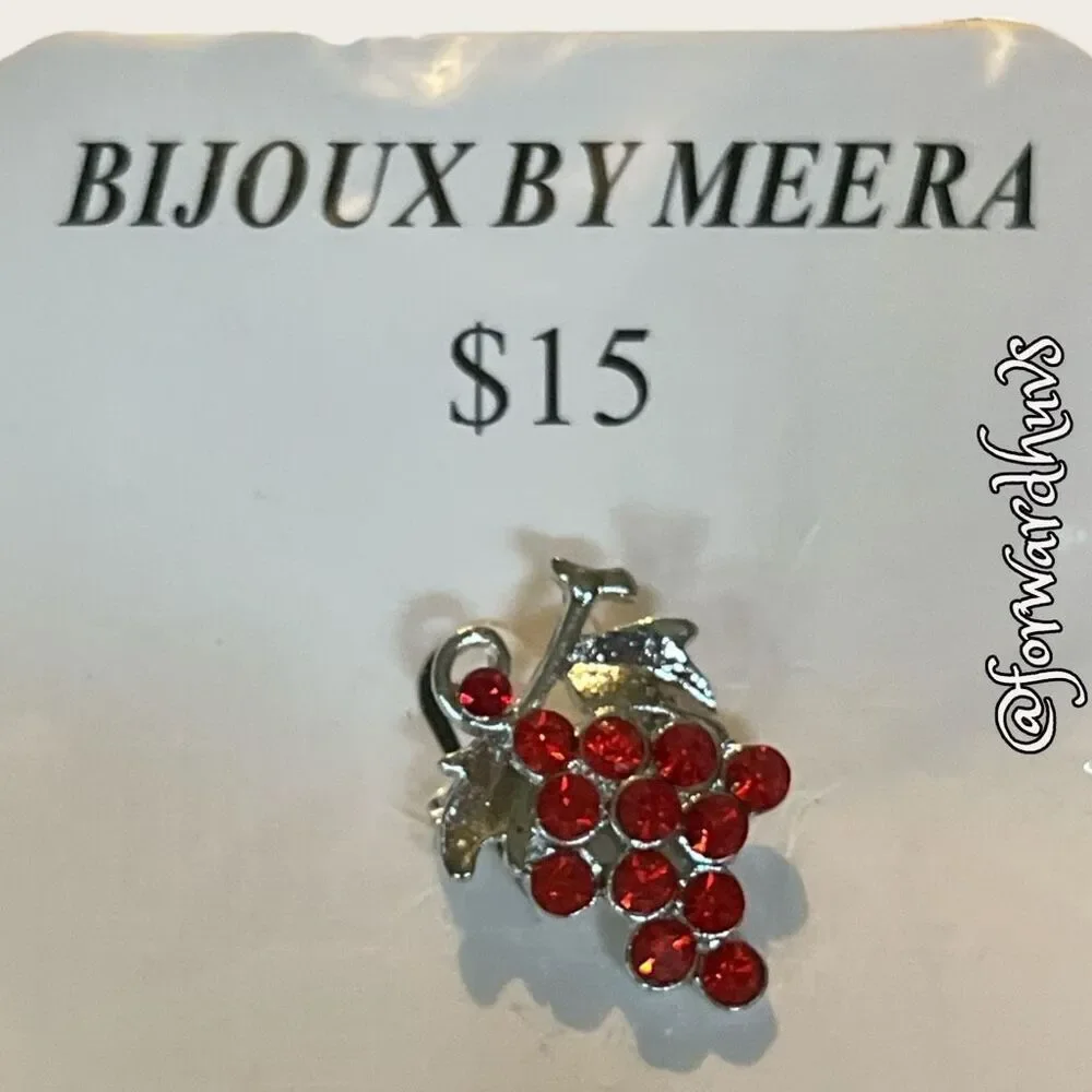 Bundle Sale 3 for $15 | Bijoux by Meera Silver Tone Red Berry Cluster Pin